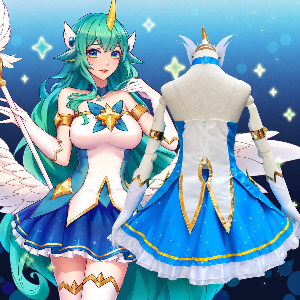 Yıldız Muhafızı Soraka Cosplay (&Peruk) - League of Legends