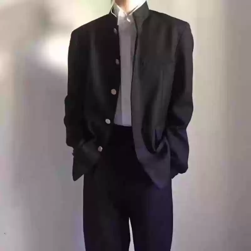 Anime-style men's school uniform by Shadora, featuring a blazer, shirt, and tie in a modern anime-inspired design.